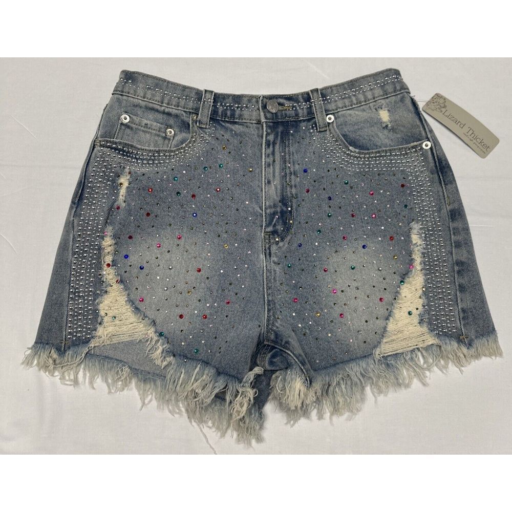 Lizard Thicket Sze Lge Big Water Blue Sky Ripped Distressed Denim Shorts America